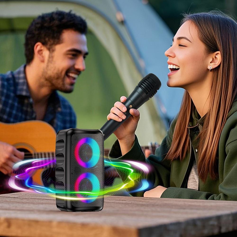 Караоке Радио FM Bluetooth Динамик Портативный Беспроводной С Микрофоном Лампа Машина Caixa De Som Саундбокс Музыка Сабвуфер Светодиодный TWS