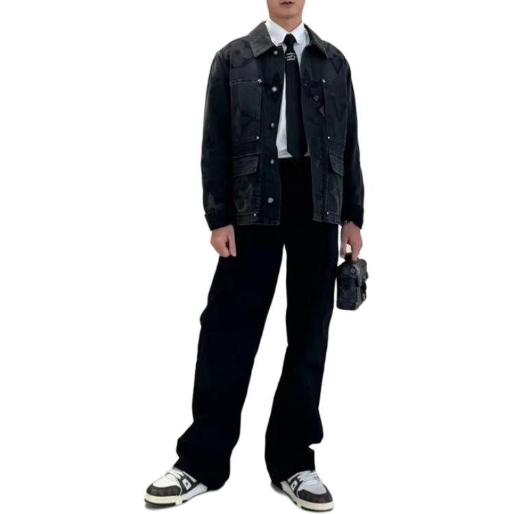 LOUIS VUITTON FW24 Denim Jacket Men's Black 1AFYCG