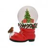 Santa Boot with Robin Snow Globe
