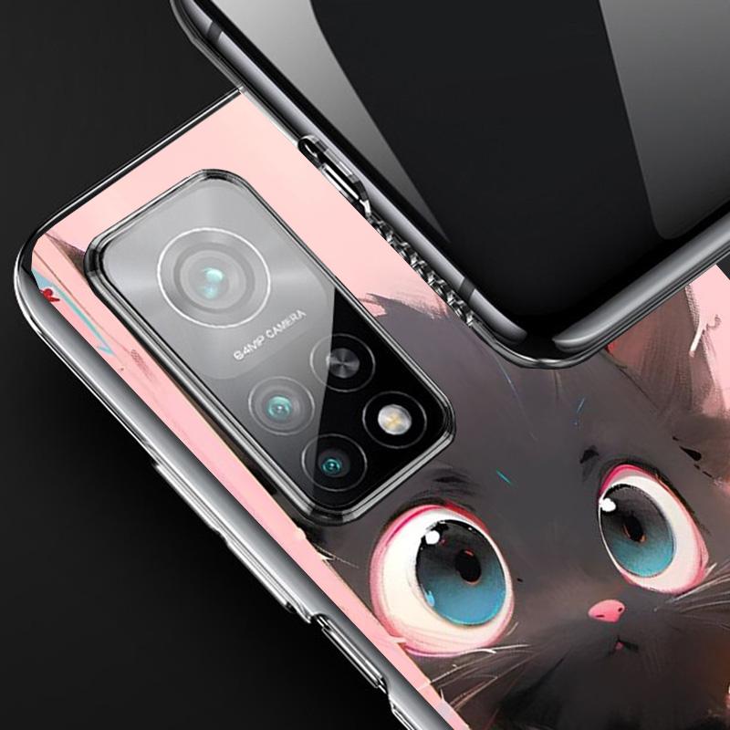 Милый черный кот Мяу Аниме Чехол для телефона Для Xiaomi Redmi Note 15 14 13 12S 12 11 Pro Plus 14S 11S 11E 10 10S 11T 5G Персонализированный Co