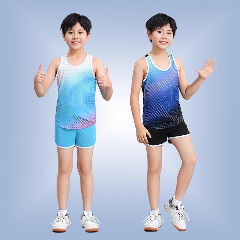 Kids Track Field Running Vest Marathon Sports Training Jersey Short Sleeve Team Uniform