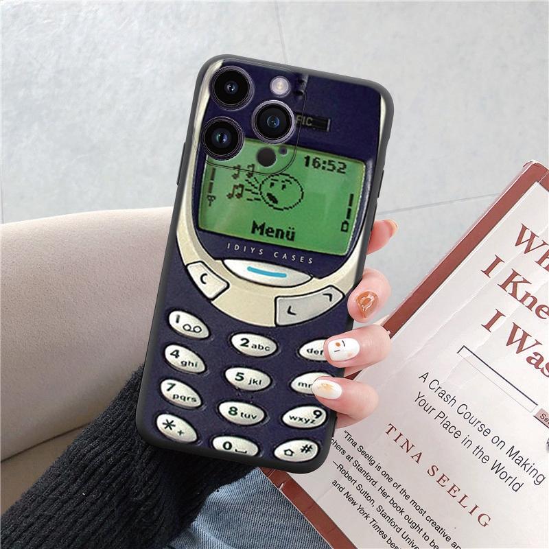 Чехлы для телефонов для iPhone 15 Pro 6 14 XS 13 Max XR 12 Mini 7 Plus X SE 8 11 Забавный ретро-телефон с камерой и рисунком Мягкий противоударный бампер из ТПУ