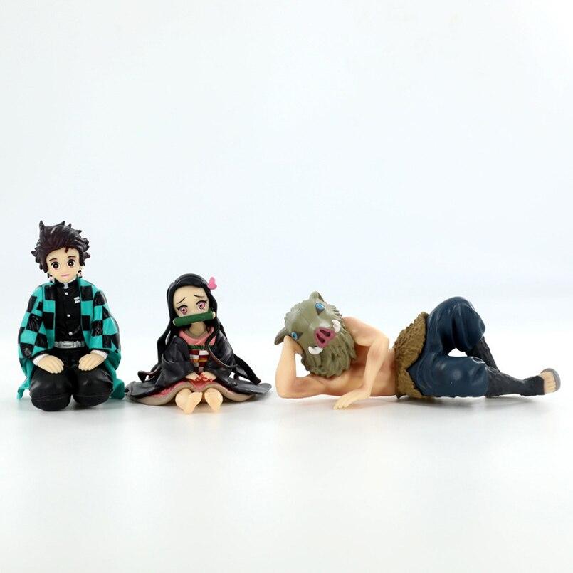 7cm Q Version Anime Demon Slayer Figure Kamado Tanjirou Agatsuma Zenitsu Kamado Nezuko Hashibira Inosuke Pvc Action Figure Toys