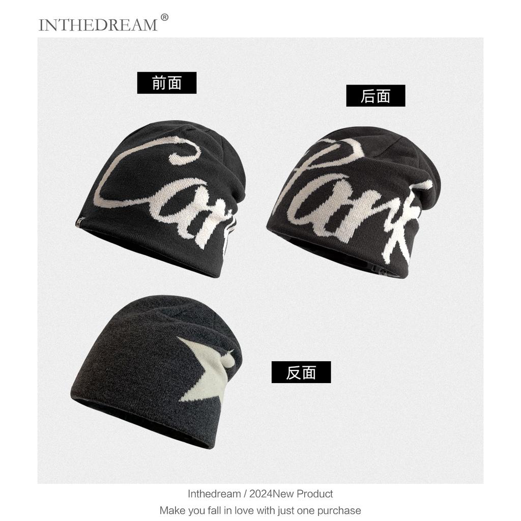 American wool cold hat autumn and winter warm double-layer versatile pullover knitted hat outdoor thickened stack hat dome