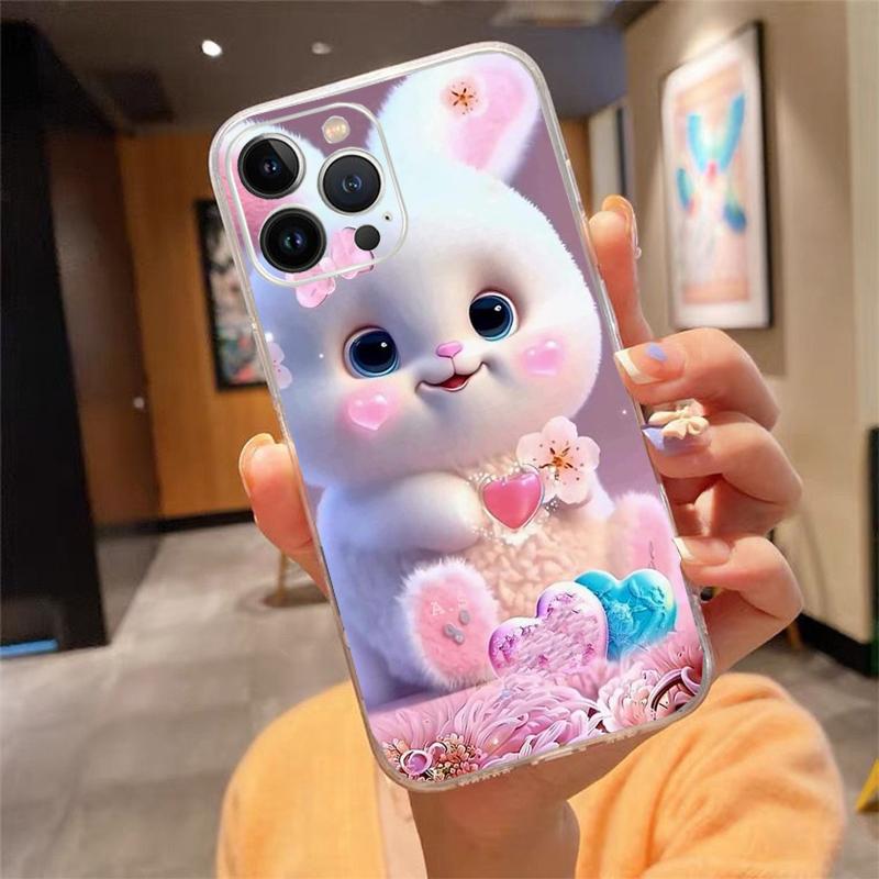 Phone Case For iphone 17 Pro Max Air 16 15 14 13 Pro Max 15 16 Pro 15Plus Rabbit Bunny Animal Shell Case Funda