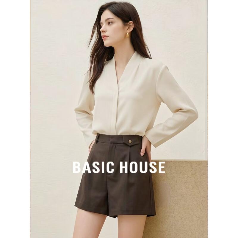 Базовая женская рубашка Basic House с V-образным вырезом и длинным рукавом для офиса