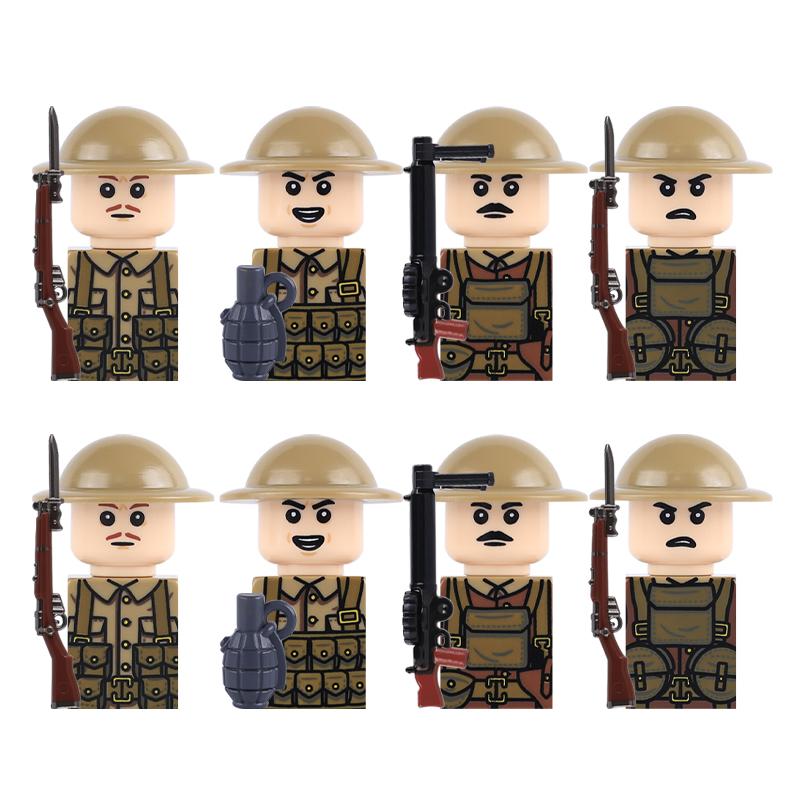 MOC WW1 Военная Траншея Поле Боя Позиция Строительные Блоки Прусские Британские Солдаты Армия Военная Сцена Модель DIY Кирпичи Игрушка Подарки
