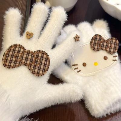 Maillard Перчатки Hello Kitty Sanrio Kt Cat Перчатки Ветрозащитные Теплые Перчатки С Полным Пальцем Для Бега Велосипеда