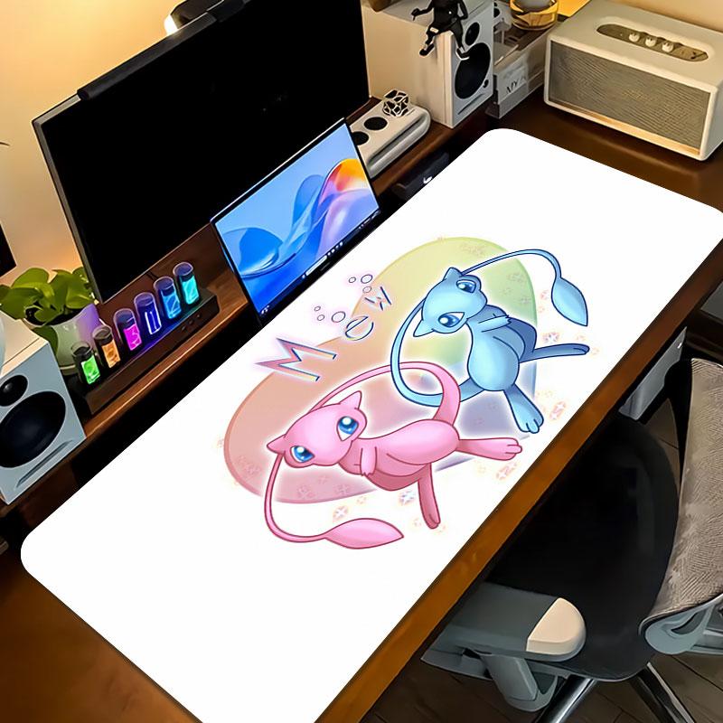 Mew Cartoon Mouse Pad, Large Gaming Desk Mat, Non-slip XXL Mousepad for Laptop & Tablet, Mini PC Playmat with Stitched Edges