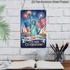 Плоская 2D Декоративная Алюминиевая Табличка 7,87*11,8 Дюйма Плакетка 250-летие Основания США Патриотическая- Праздничная Статуя Свободы с Флагом и Фейерверком