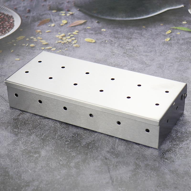Stainless Steel Smoker Box for BBQ - Thickened Smoked Meat and Spice Box for Outdoor Grilling
