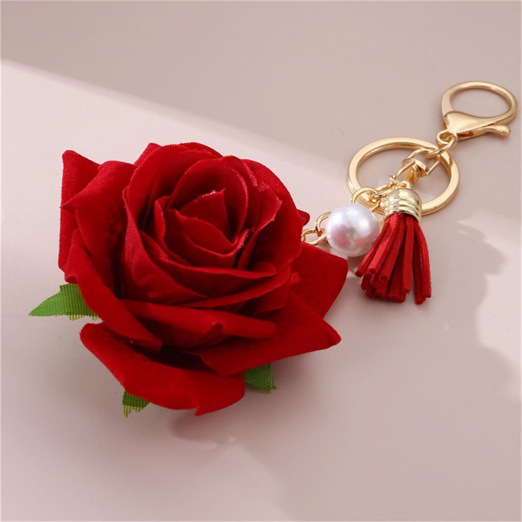 Весенний новый декоративный женский брелок с кисточкой из красной розы и жемчугом Sweet Wind
