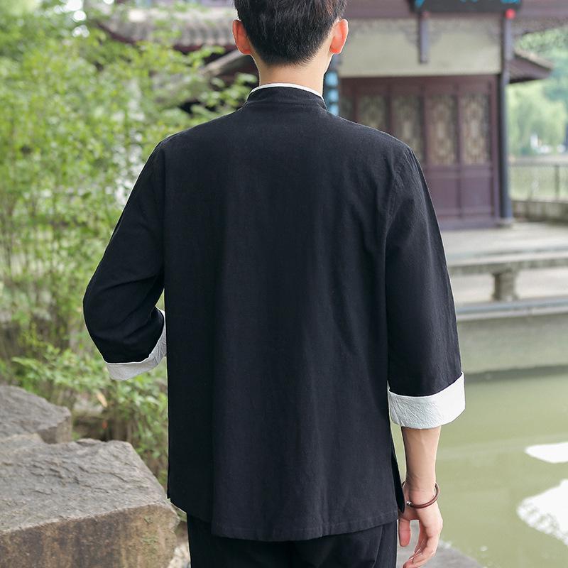 Мужская льняная рубашка в китайском стиле: Костюм Тан Весна, Лето, Осень
