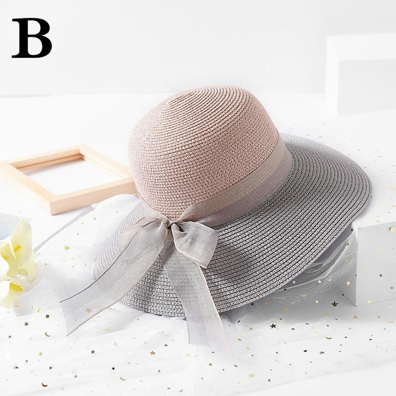 Fashion-двухцветная лоскутная полосатая летняя шляпа от солнца с бантом, женская соломенная пляжная шляпа, большая шляпа с полями