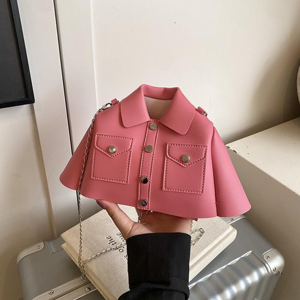 Personalized Solid Color Clothes Shaped Crossbody Bag PU Leather Harajuku Chain Shoulder Bag Coat Tote Bag Women Handbag Daily