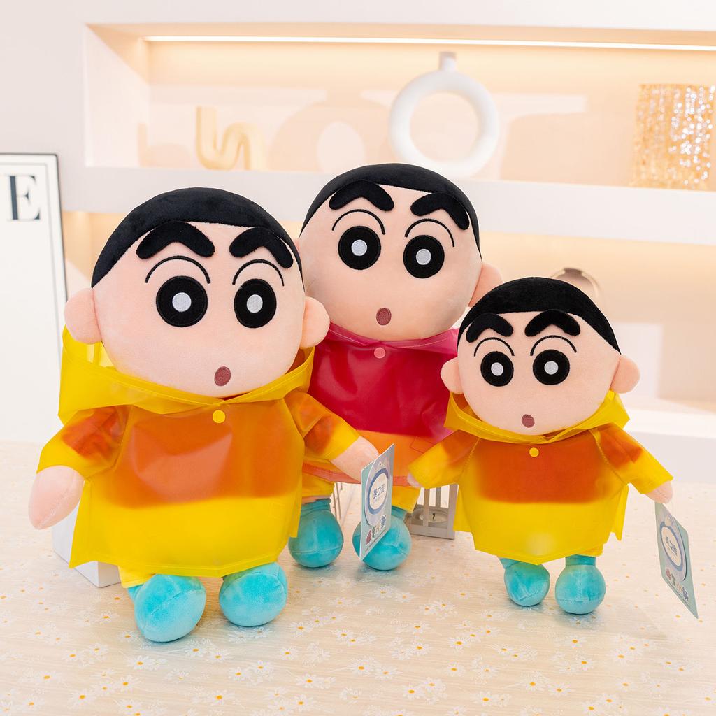 Оригинальные плюшевые игрушки Crayon Shin Chan в дождевике, мягкие, приятные на ощупь, в японском стиле, аниме, каваи, кукла, рождественские подарки для девочки