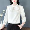 Satin Shirt Women's Outfit Spring New Style Beautiful Hollow Top Shirt Shirt