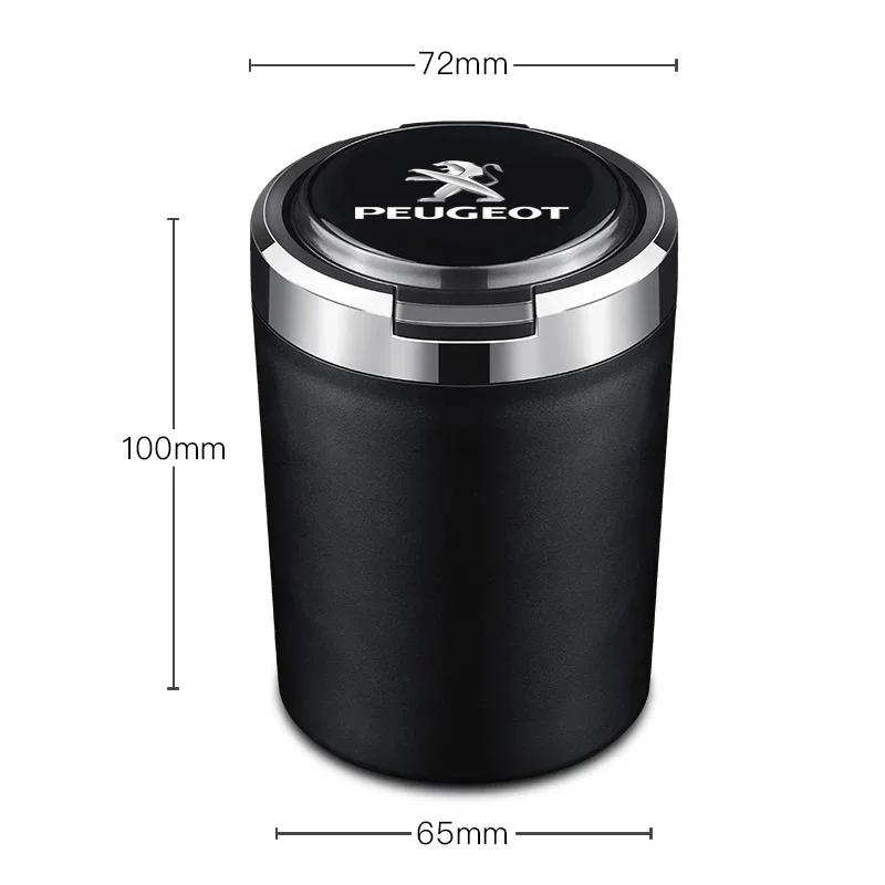 2026 Hot Car Sticker Car Portable Ashtray Cup with Lid Smell Proof Stainless Steel Led For Peugeot 407 508 2008 5008 307 308 300