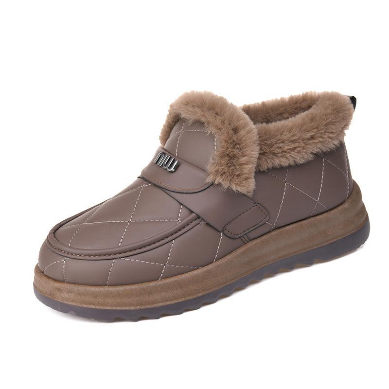 Женские зимние сапоги, новые, зимние, бархатные, утолщенные, повседневные, хлопковые туфли на плоской подошве, теплые, водонепроницаемые, для отдыха