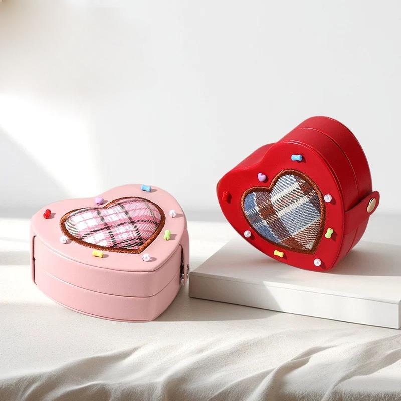 New Love Jewelry Box, Mini Girl Ring Earnail Jewelry Portable Box, Multi functional Jewelry Storage Box