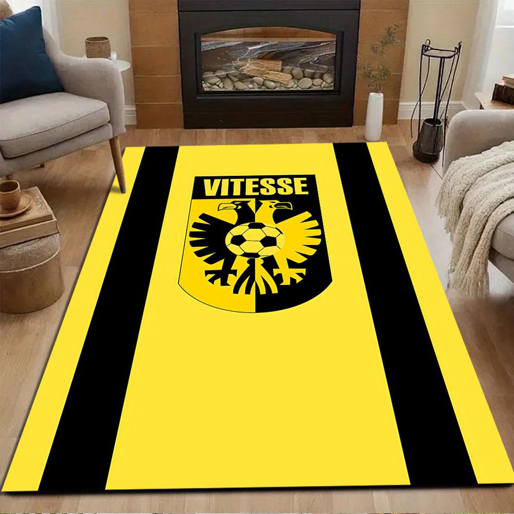 Vitesse Emblem Yellow Rug Patterned carpet, non slip mat suitable for living room and bedroom sofas