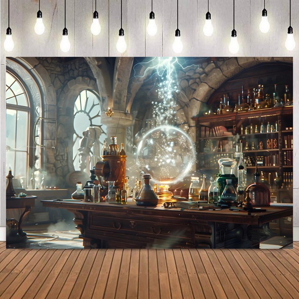 Halloween Broken Abandoned Library Theme Photo Background Spider Web Skull Family Friends Party Decoration Photography Backdrop