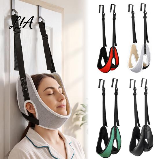 Neck Tension Relief Equipment Upgraded Over Door Traction Device, Adjustable Cervical Spine Stretching Harness for Home Fixation Strap Use,