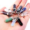 Hexagon Natural Crystal Column Original Stone Keychain Pendant