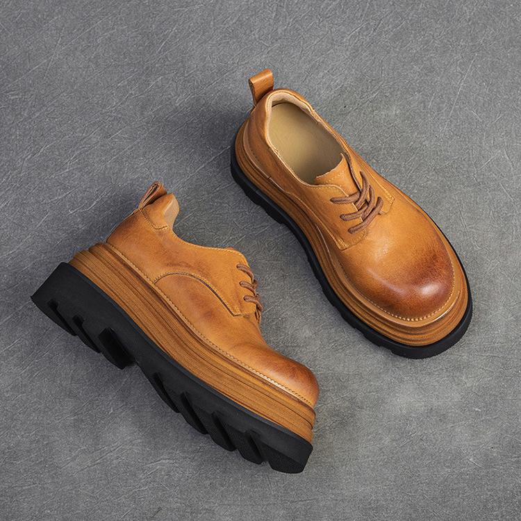 Johnature Туфли на плоской платформе на толстой подошве в стиле ретро, ​​универсальная модная женская обувь с круглым носком и шнуровкой