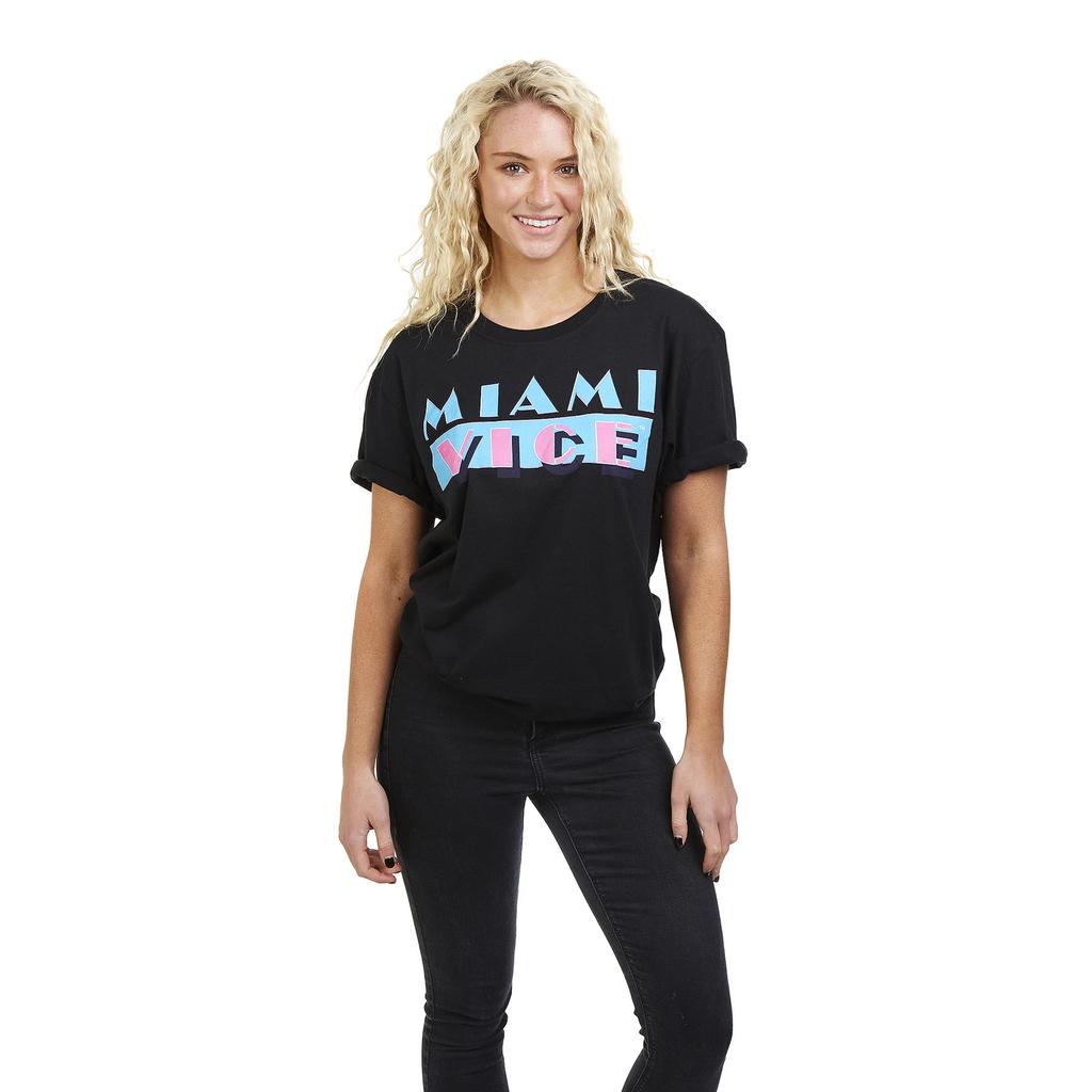 Женская футболка Miami Vice с черным логотипом