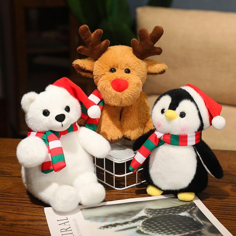 Плюшевая кукла Мишка Пара Шарф Мишка Плюшевая игрушка Кукла Медведь Любви Рождественский Лось Пингвин Серия Старик