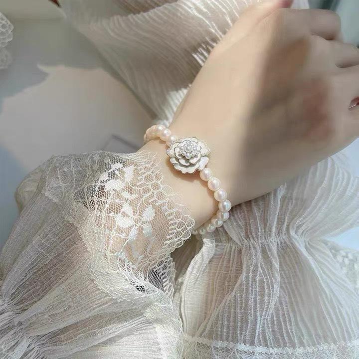 Camellia Shijia Haibei Bead Necklace Women's Light Luxury Niche High-end Sense Fashion Drip Glaze Pearl Clavicle Bracelet Earrings