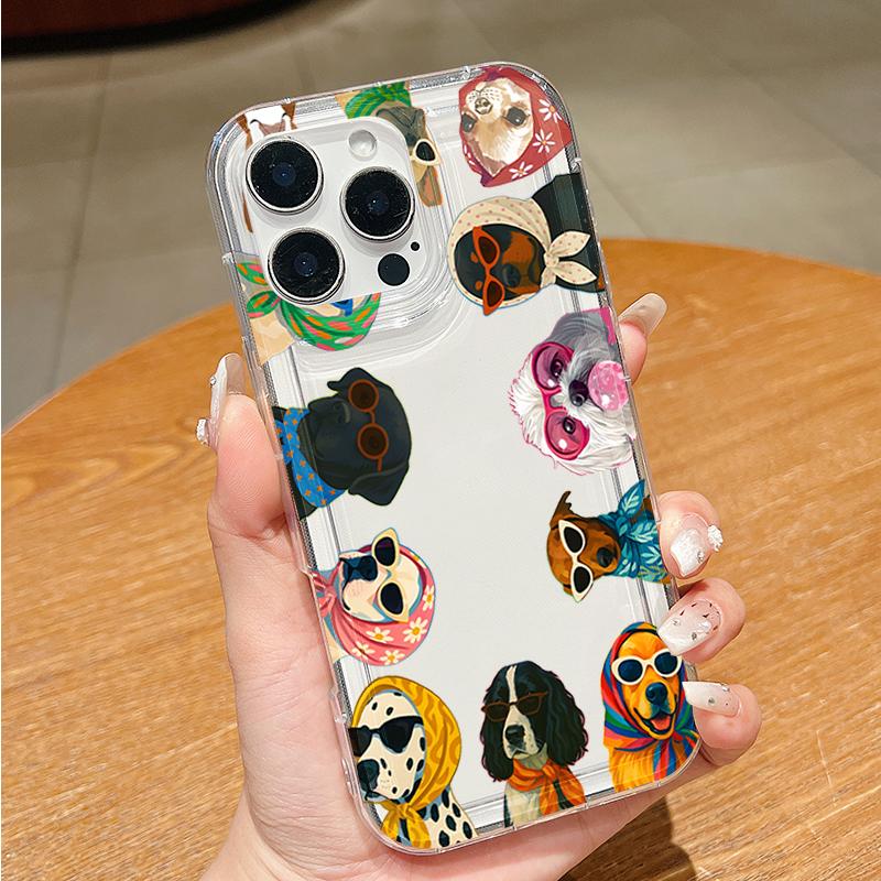Прозрачный чехол для телефона для iPhone 11 12 13 14 15 16 17 Pro Max Mini X XS XR XS Max 8 7 Plus 17E 16E Air с рисунками собак