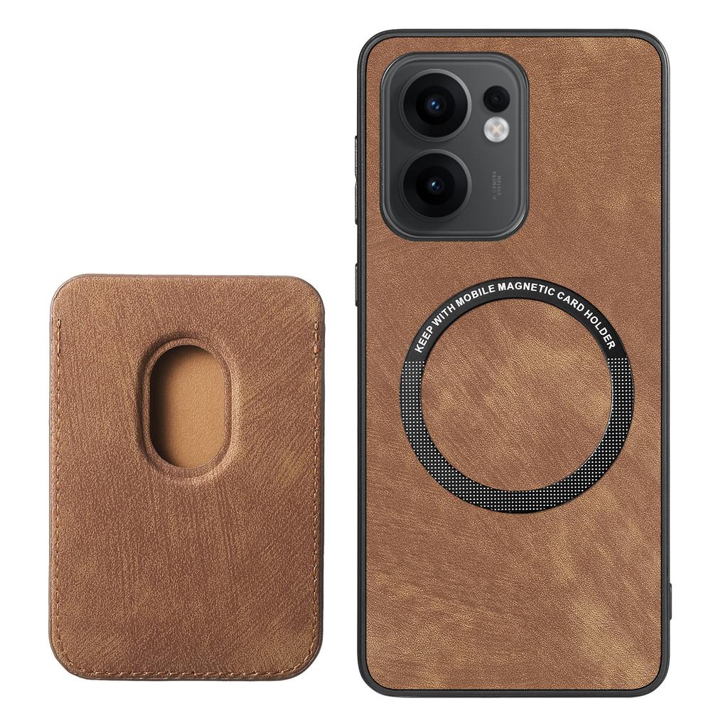 For Oppo Reno13 F 5G (Reno 13 FS 5G)/4G Magnetic Case Leather Back Cover with Detachable Card Holder