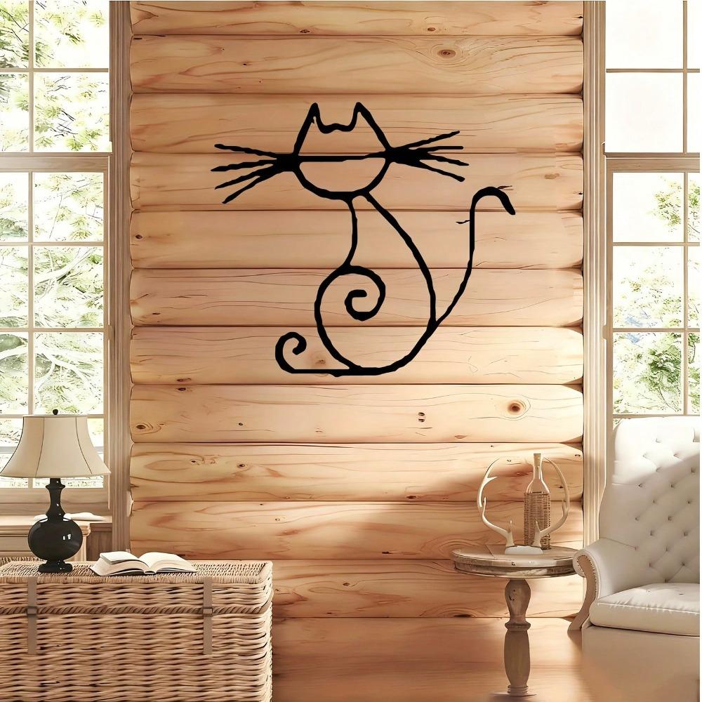 Metal Wall Art Abstract Cat Sculpture Modern Home Decor Powder Coated Iron
