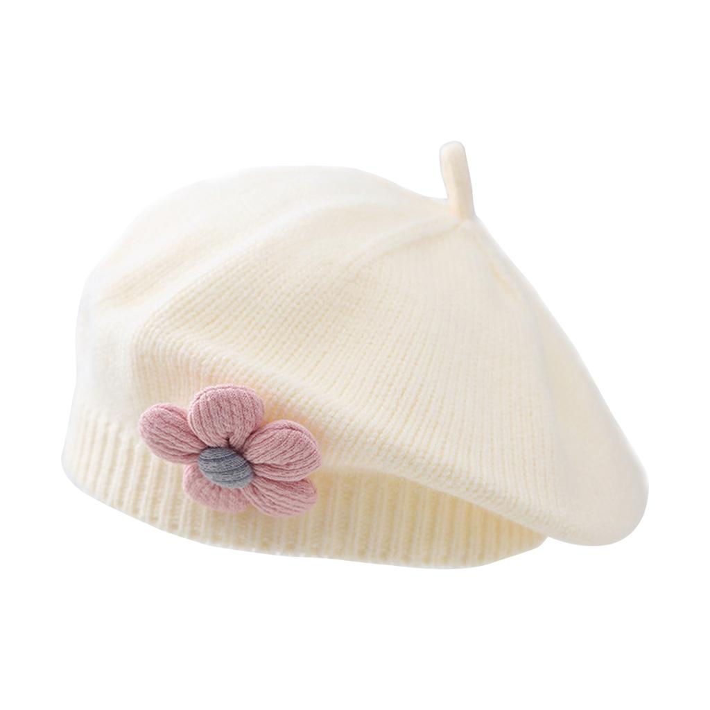 Winter Toddlers Beret Princess Girls Warm Hat Lovely Knitted Cap Windproof Beanie Baby Stylish Bonnet for Infant 6M-4T