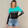 Женская и зимняя футболка с тонким низом, модная повседневная футболка с градиентным принтом и круглым вырезом, пуловер с длинным рукавом