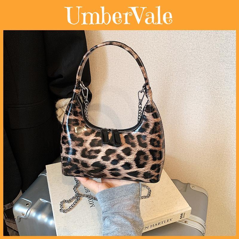 Urban Style Pu Leopard Print Small Handbag With Zipper Closure Women