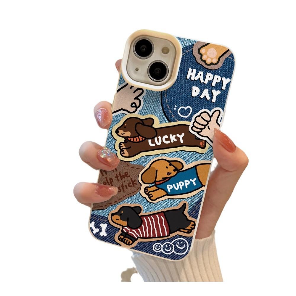 Оригинальный чехол для мобильного телефона с изображением щенка таксы, подходящий для Apple 16, iPhone 15/14plus, все включено, 12, защита от падения, 11, силикон