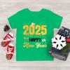Футболка с коротким рукавом для детей 3-14 лет 2025 года с надписью «С Новым годом», забавный принт с буквами для мальчиков и девочек, праздничная одежда, новогодняя футболка