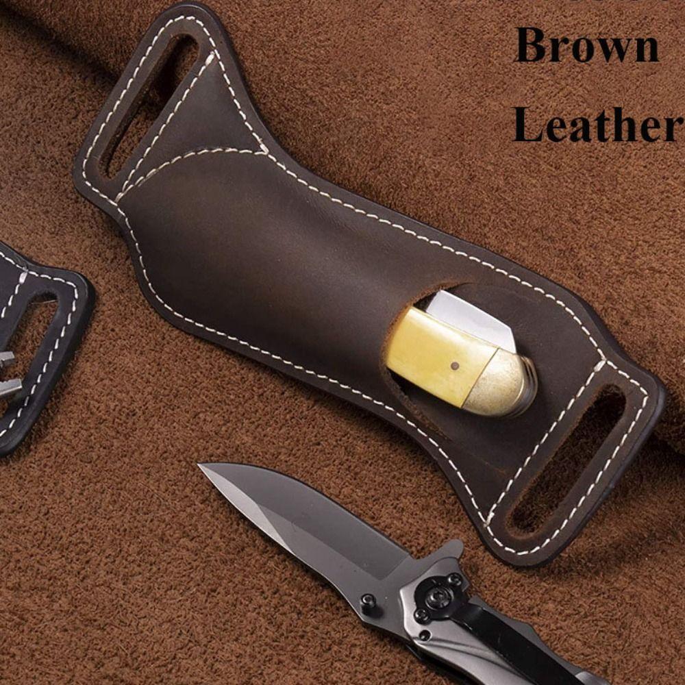 Складной нож 16,5*6,5 см, коричневый чехол-держатель, высококачественный кожаный чехол, снаряжение для кемпинга