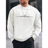 Men's Autumn Winter Fashionable Casual Loose Simple Letter Printed Fleece Pullover Round Neck Long Sleeved Sweatshirt Pullovers & Long Sleeves Men’s