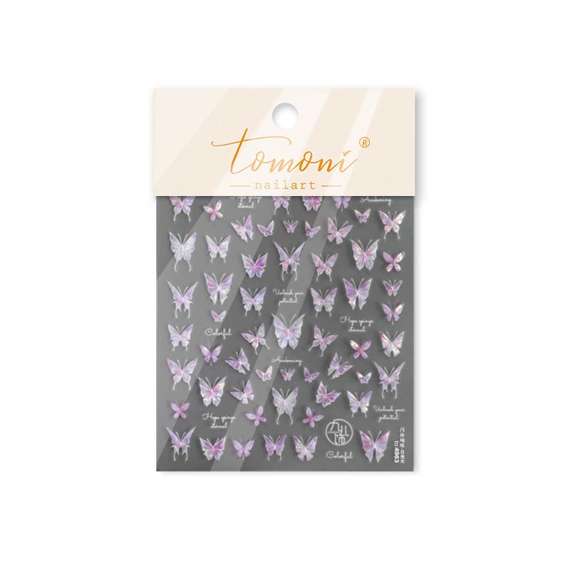 Томони Ретро Металлические Наклейки для Ногтей: Блестящая бабочка, смешанные стили, японская канцелярия