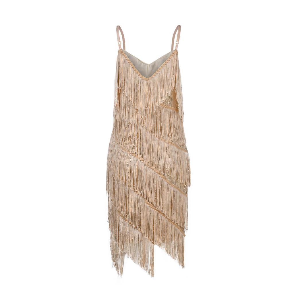 Женское однотонное платье без рукавов с кисточками и кисточками