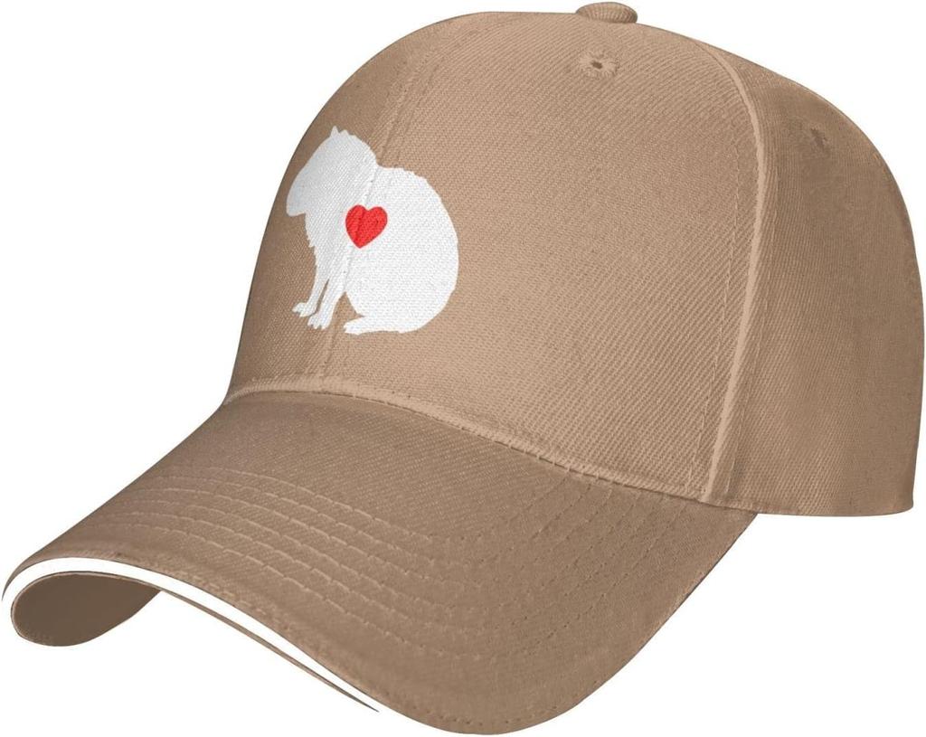 Capybara Heart Silhouette Baseball Cap Polyester Adjustable Adult Snapback Hat for Outdoor