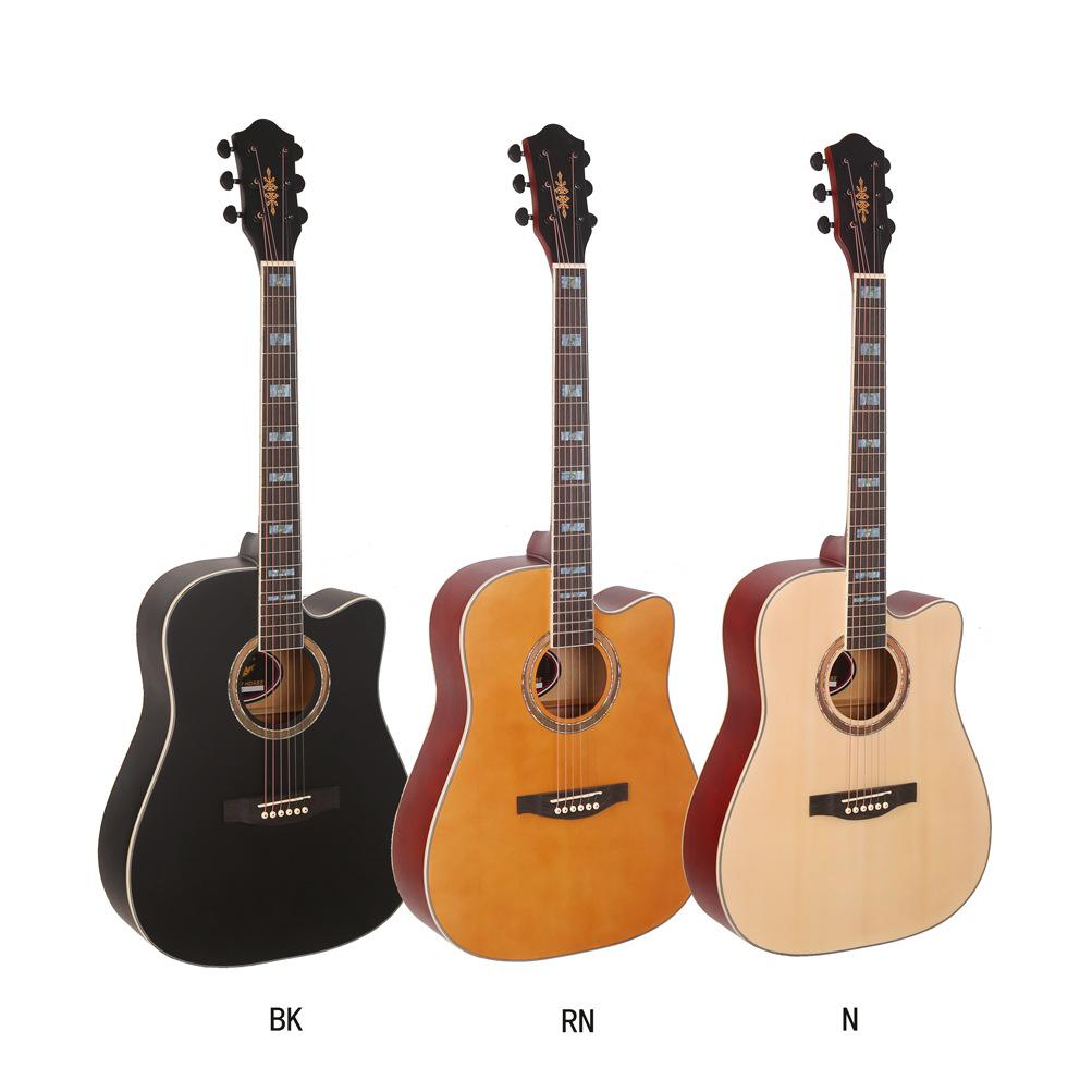 40-41 Inch Solid Wood Acoustic Guitar with Matte Finish and Low String Action