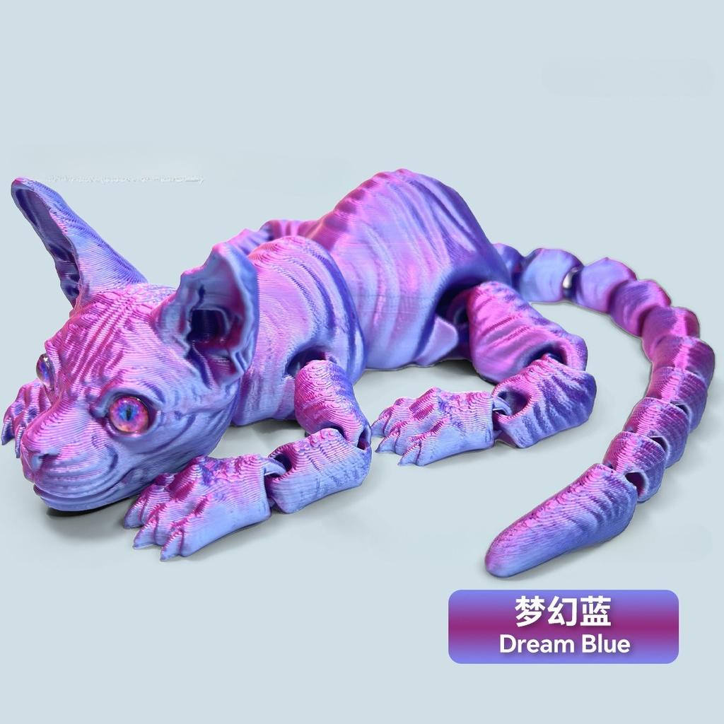 3D-печатный сфинкс Имитация животных Безволосая кошка Фигурка Очаровательная Сочлененная Игрушка-антистресс Домашние Декоративные украшения подарки