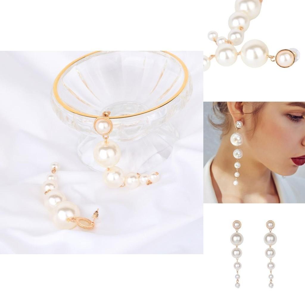 Long Pearl Elegant Earrings With Gradient Design Chic And Stylish Accessories