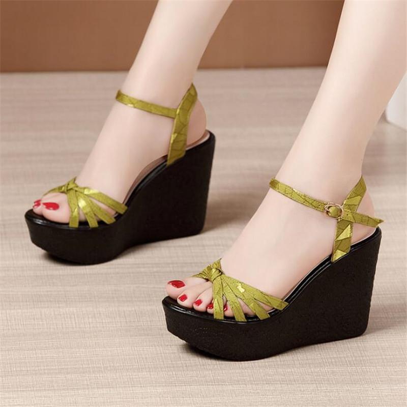 Plus Size 32-43 Open Toe Platform Female Sandals Women's Shoes Wedges Super High Heel Shoes Ladies High Heels Sandal
