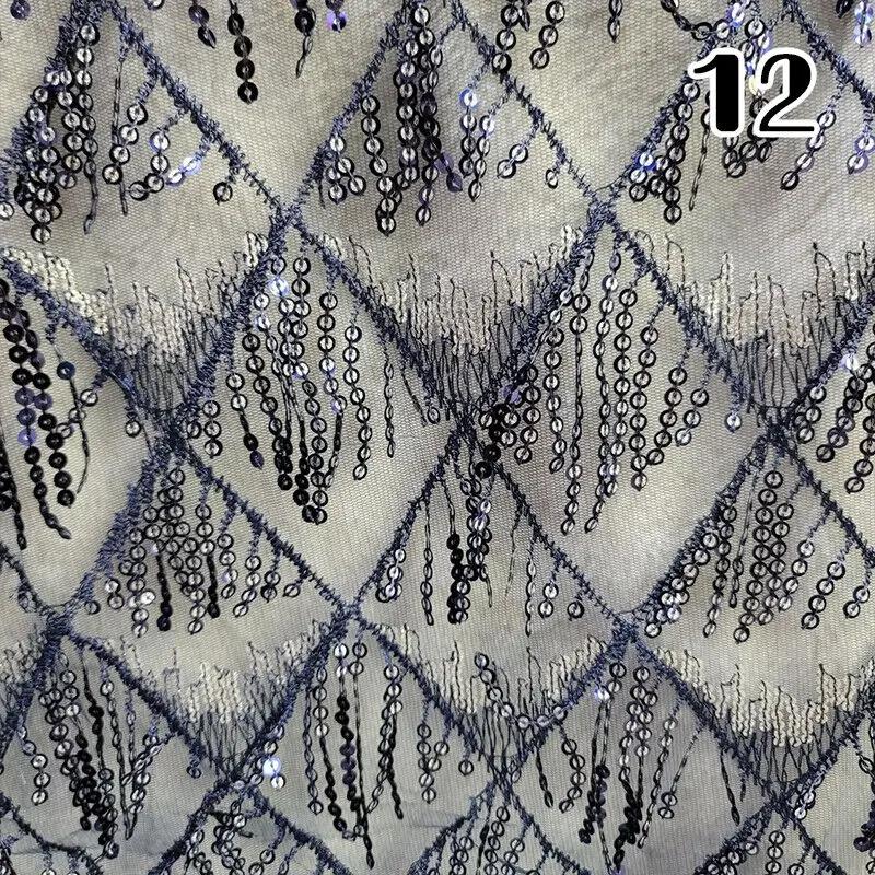 Sequins Embroidered Lace Fabric Diamond Fringe Wedding Dress Material Elegant Beads French Sequins Lace Fabric For Clothing